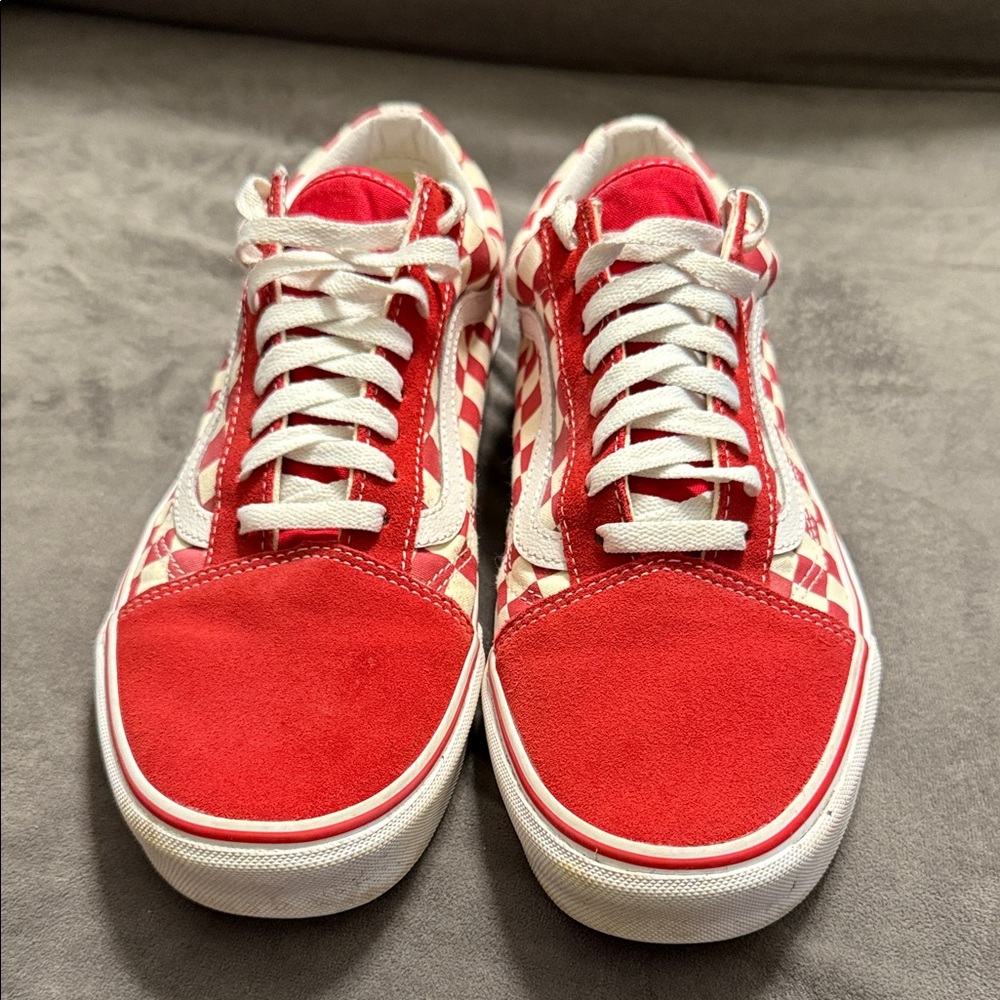Vans Red and White Checkered Sneakers